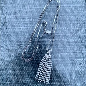 Ann Taylor Rhinestone Tassel Necklace
